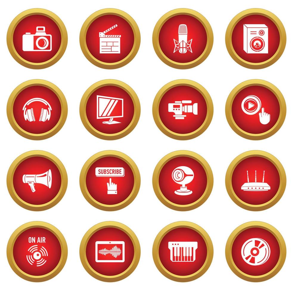 conjunto de iconos de internet multimedia, estilo simple vector