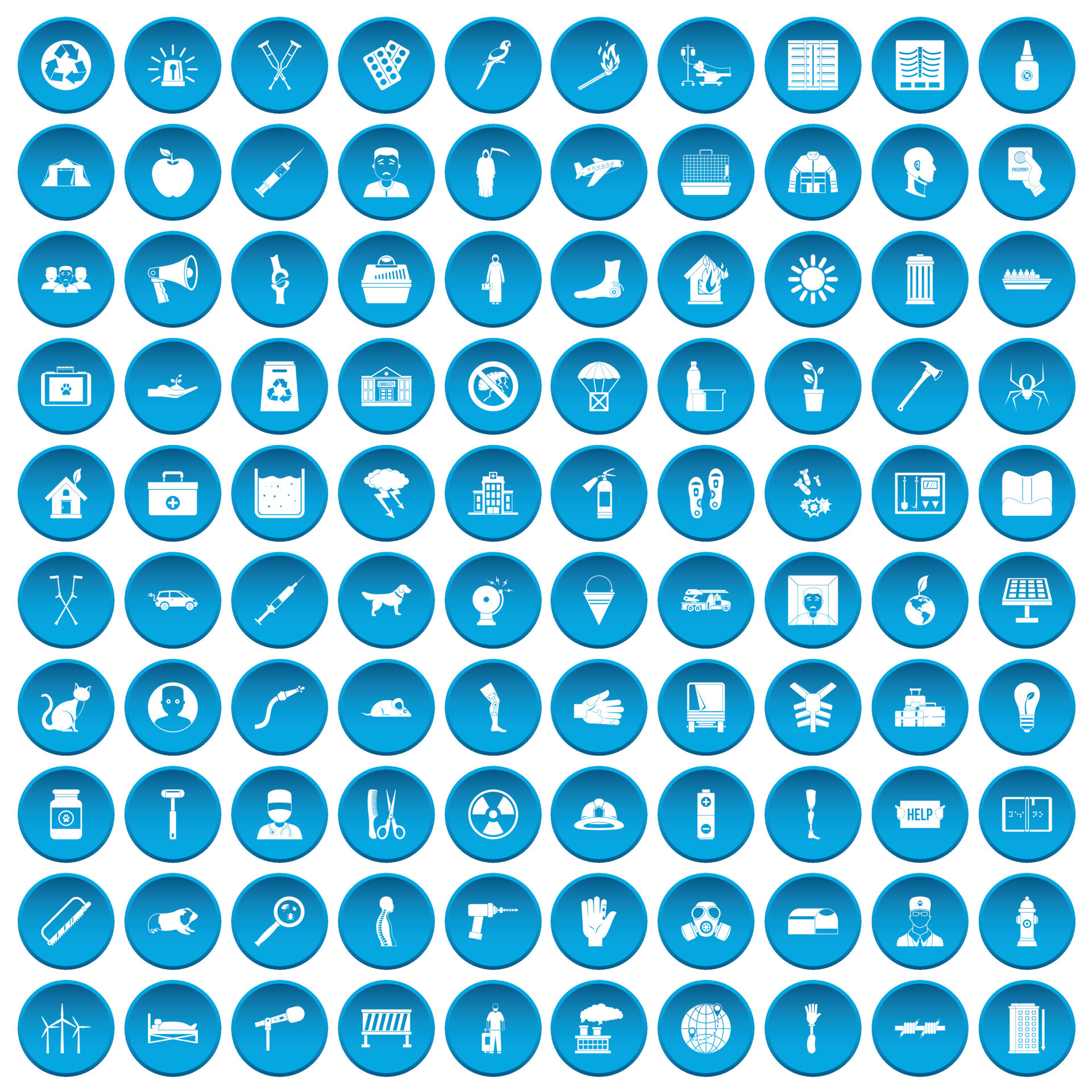 100 help icons set blue 8821644 Vector Art at Vecteezy
