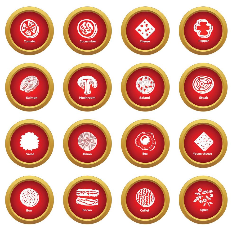 Slice food icons set, simple style vector