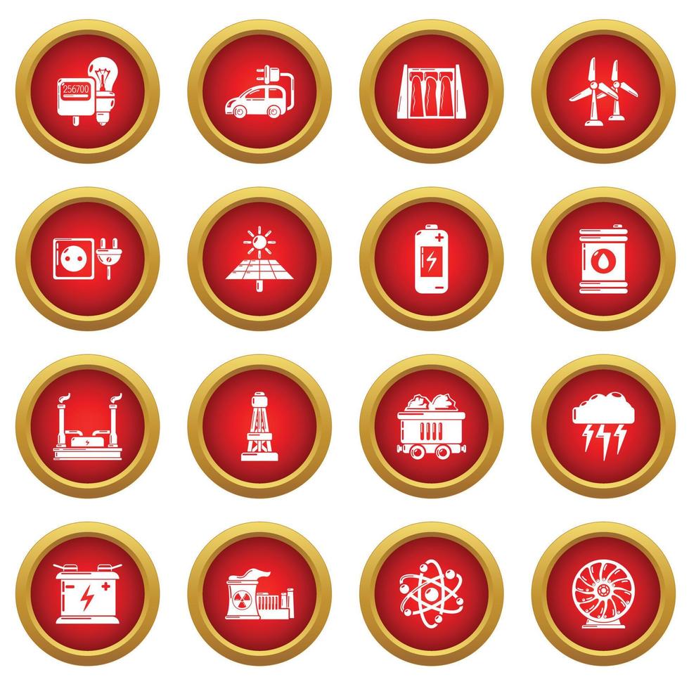 Energy sources icons set, simple style vector