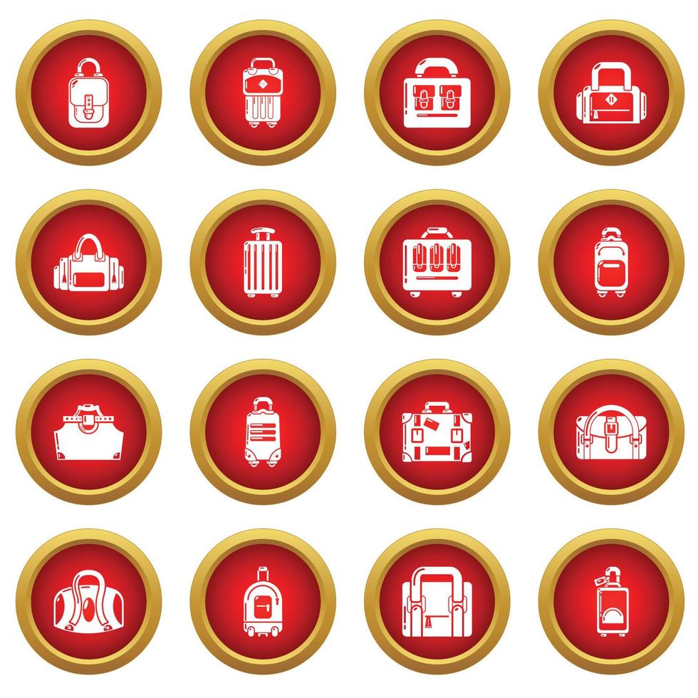 Bag baggage suitcase icons set, simple style vector