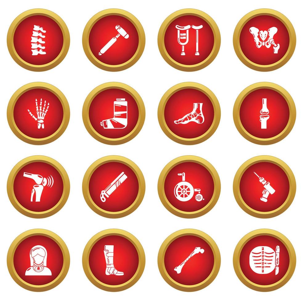 Orthopedist bone tools icons set, simple style vector