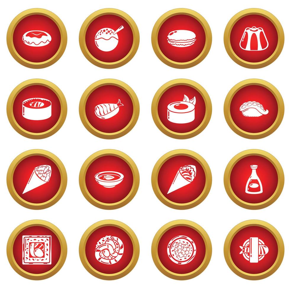 conjunto de iconos de comida japonesa, estilo simple vector