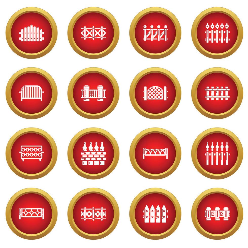 Different fencing icons set, simple style vector