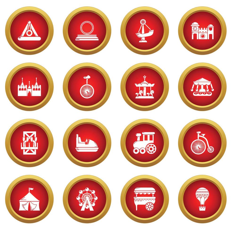 Amusement park icons set, simple style vector