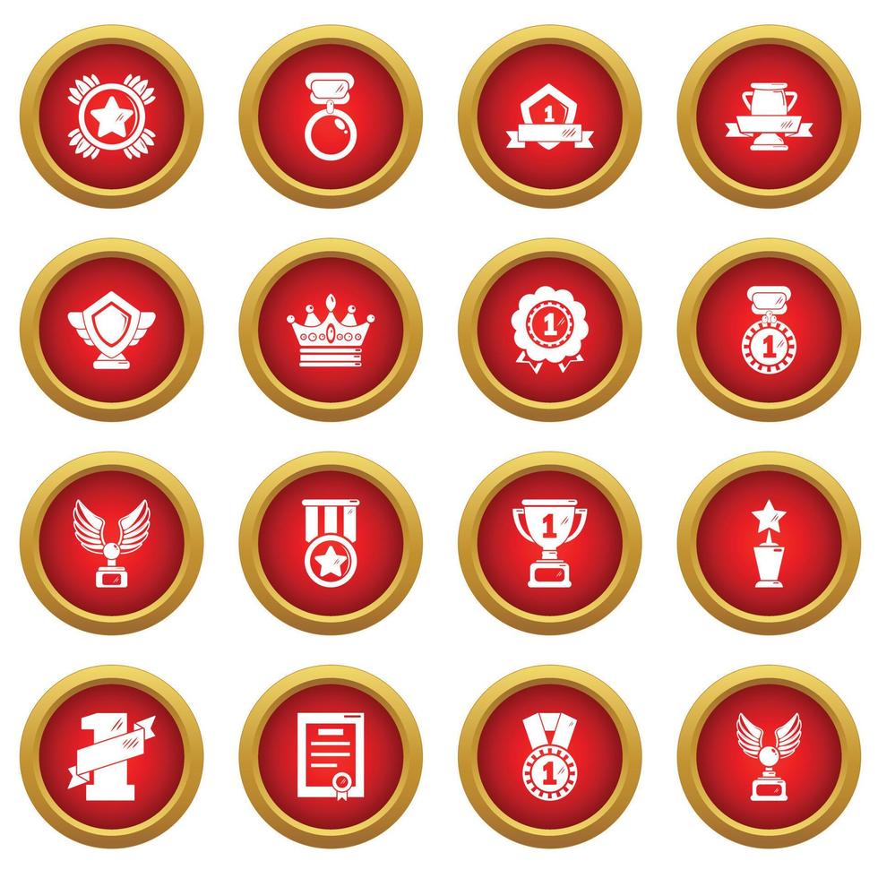 Awards medals cups icons set, simple style vector