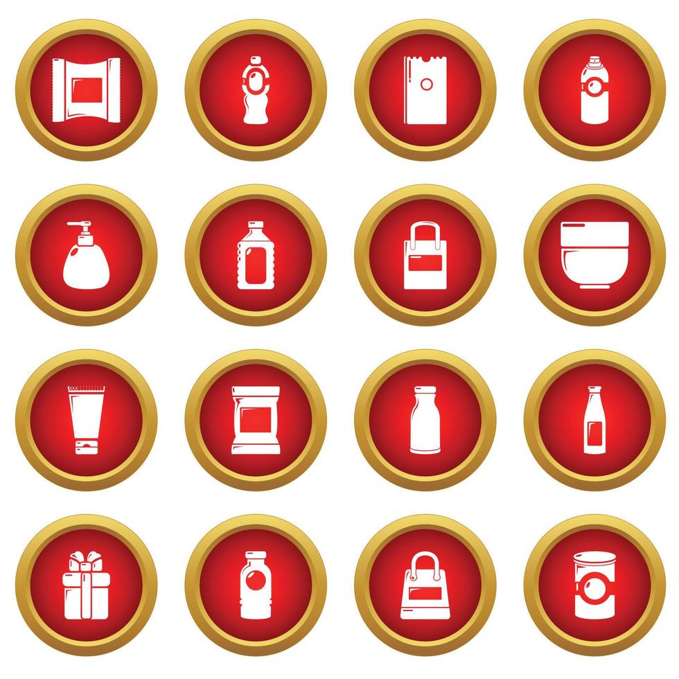 Packagiong store shop icons set, simple style vector