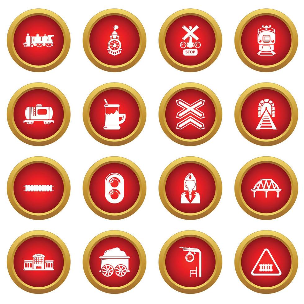 Train railroad icons set, simple style vector