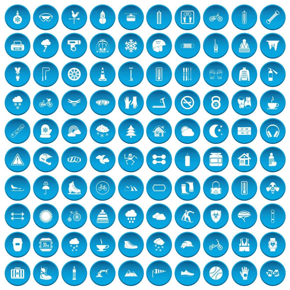 100 iconos de guante conjunto azul vector