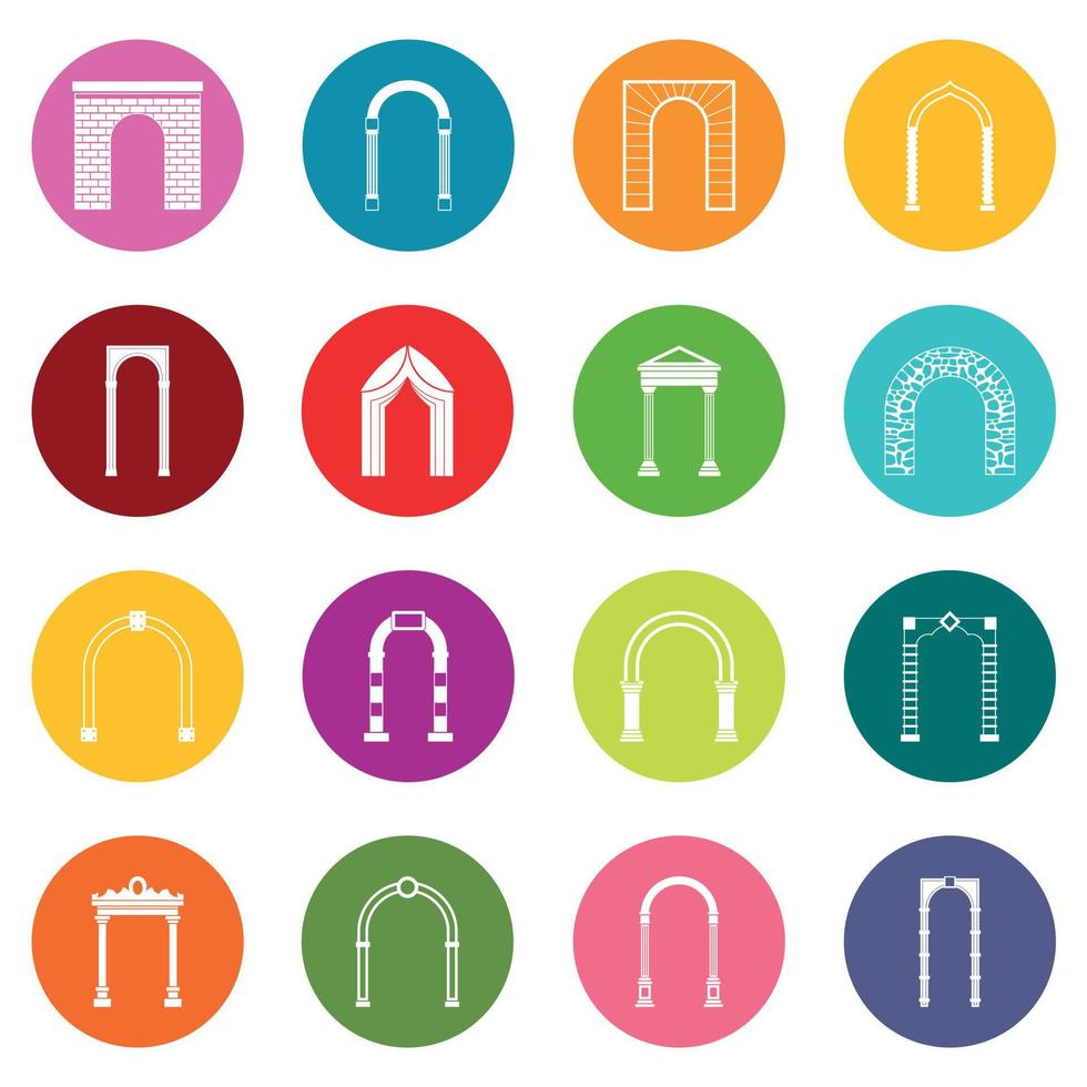 Arch set icons many colors set vector