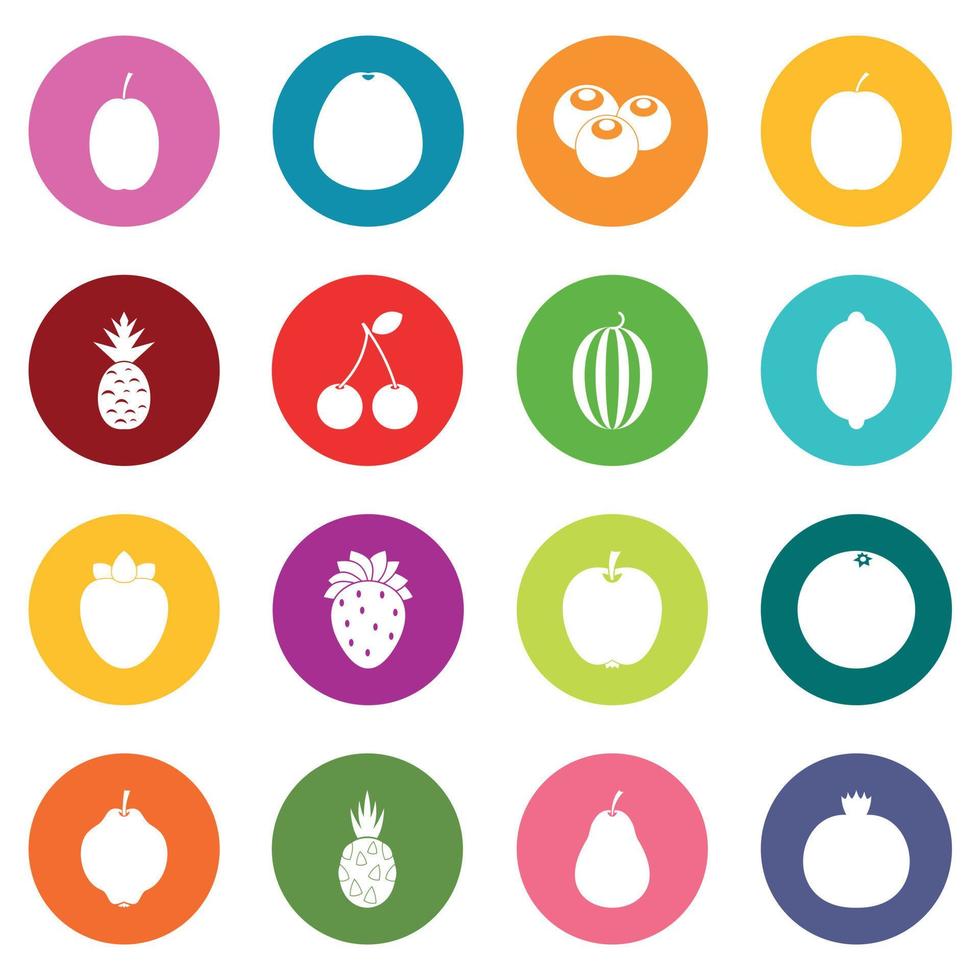 conjunto de iconos de frutas muchos colores vector