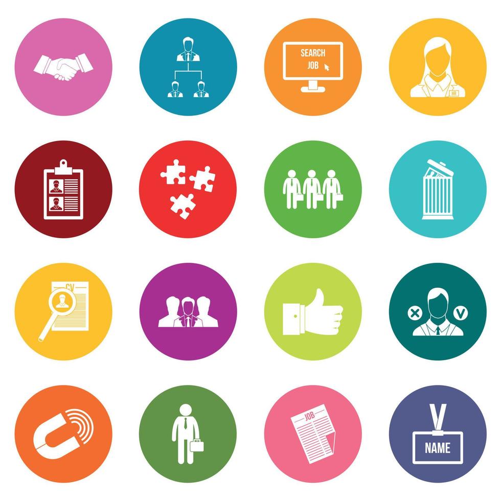 Human resource management icons many colors set vector