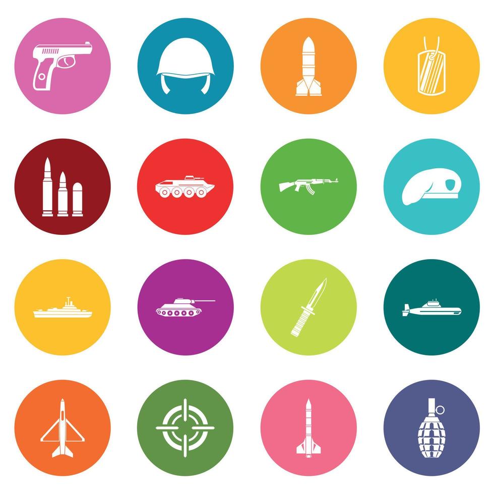 Military icons many colors set vector