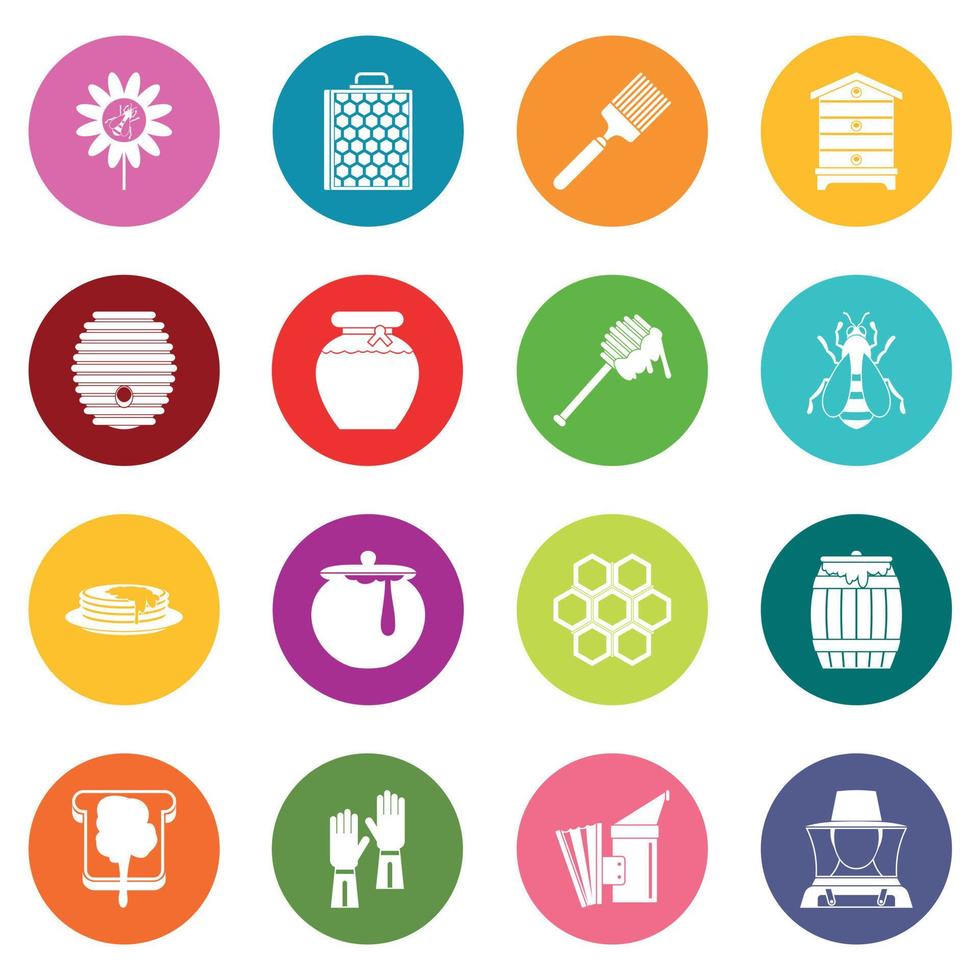 Apiary tools icons many colors set vector