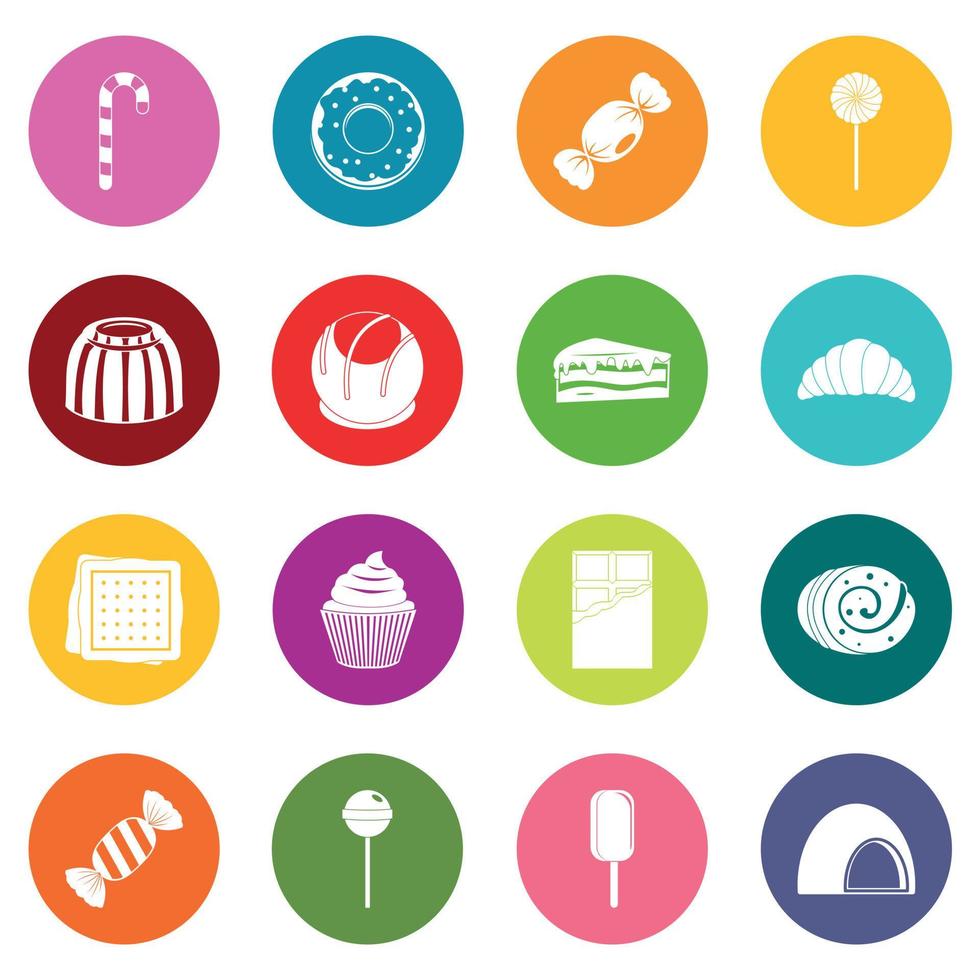 Sweets and candies icons many colors set vector