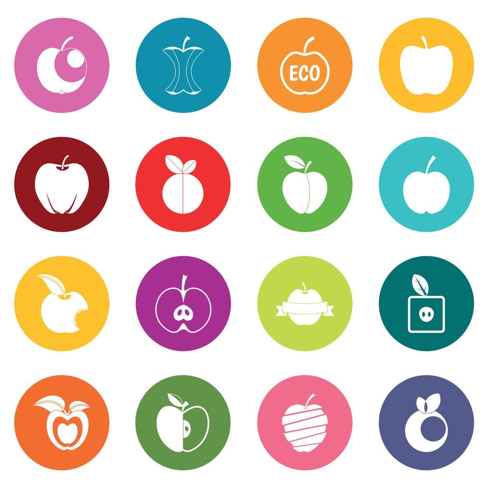 conjunto de iconos de Apple muchos colores vector