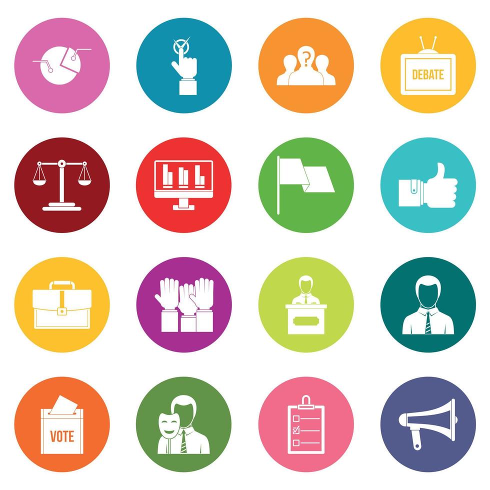 Election voting icons many colors set vector