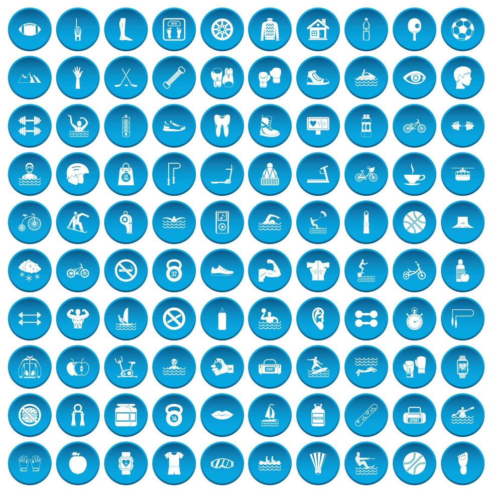 100 hombres salud iconos conjunto azul vector