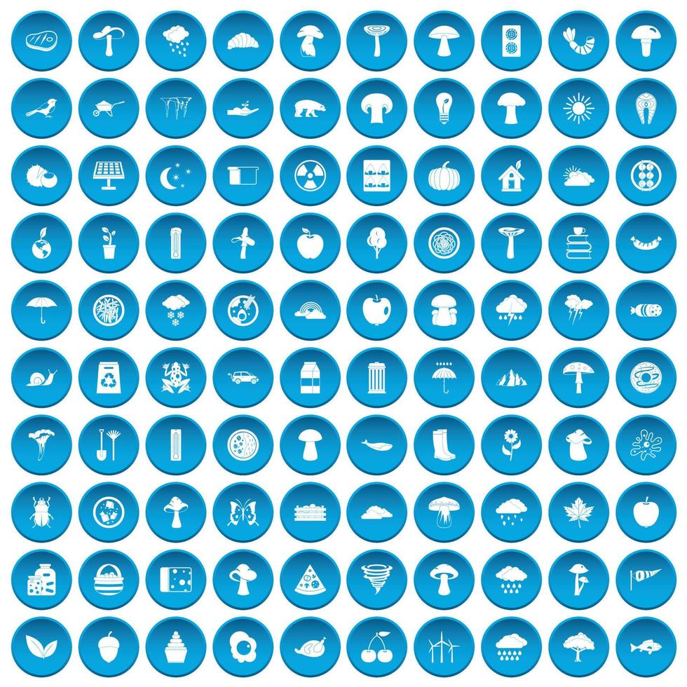 100 iconos de setas conjunto azul vector