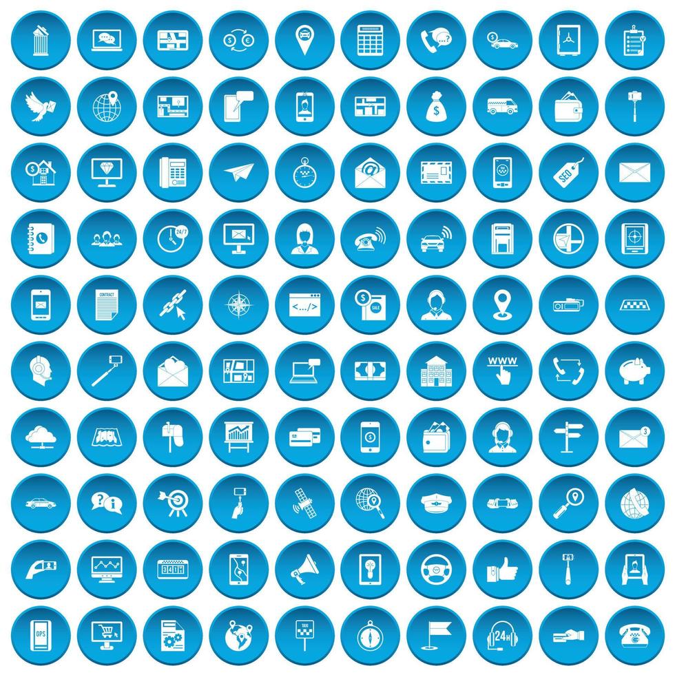100 smartphone icons set blue vector