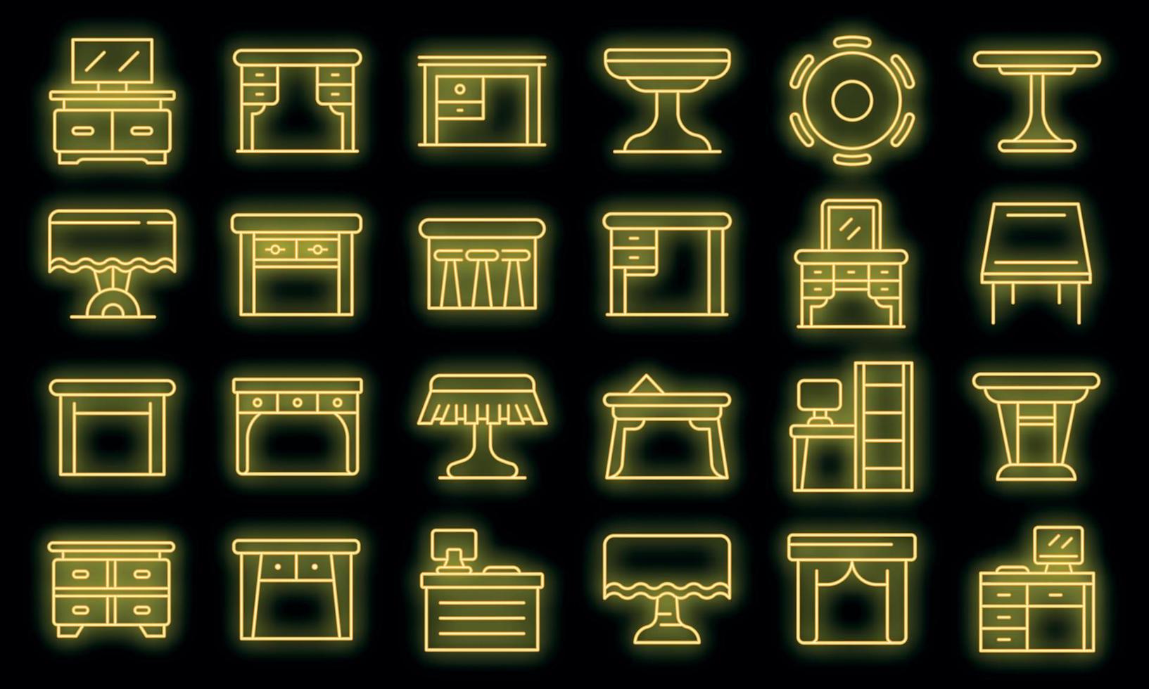 Table icons set vector neon