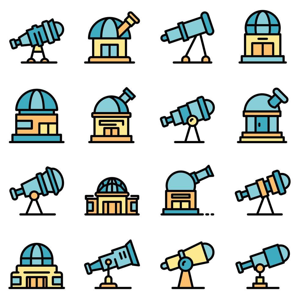 conjunto de iconos de planetario plano vectorial vector