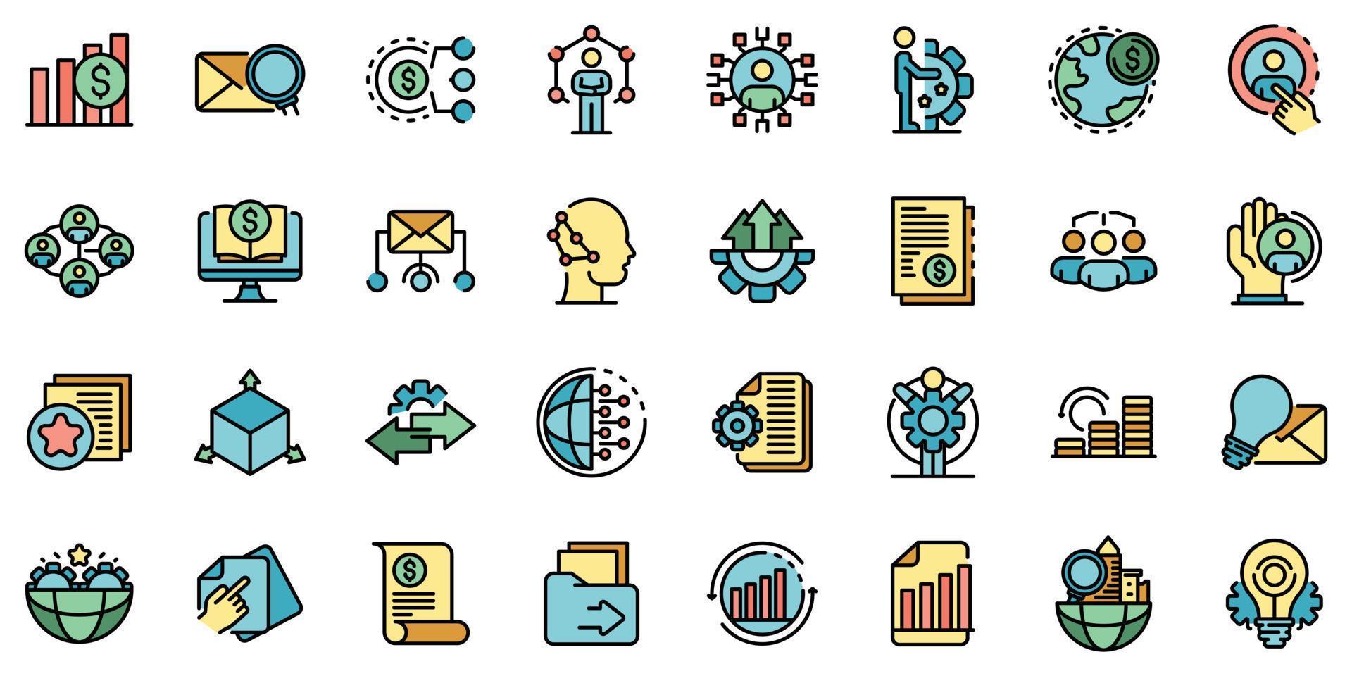 Restructuring icons set vector flat