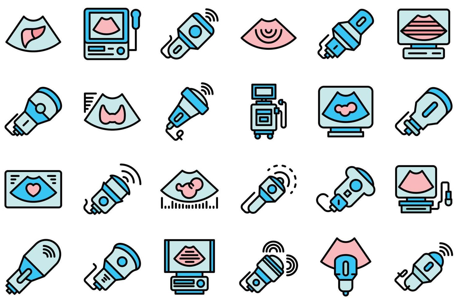 Sonograph icons set line color vector