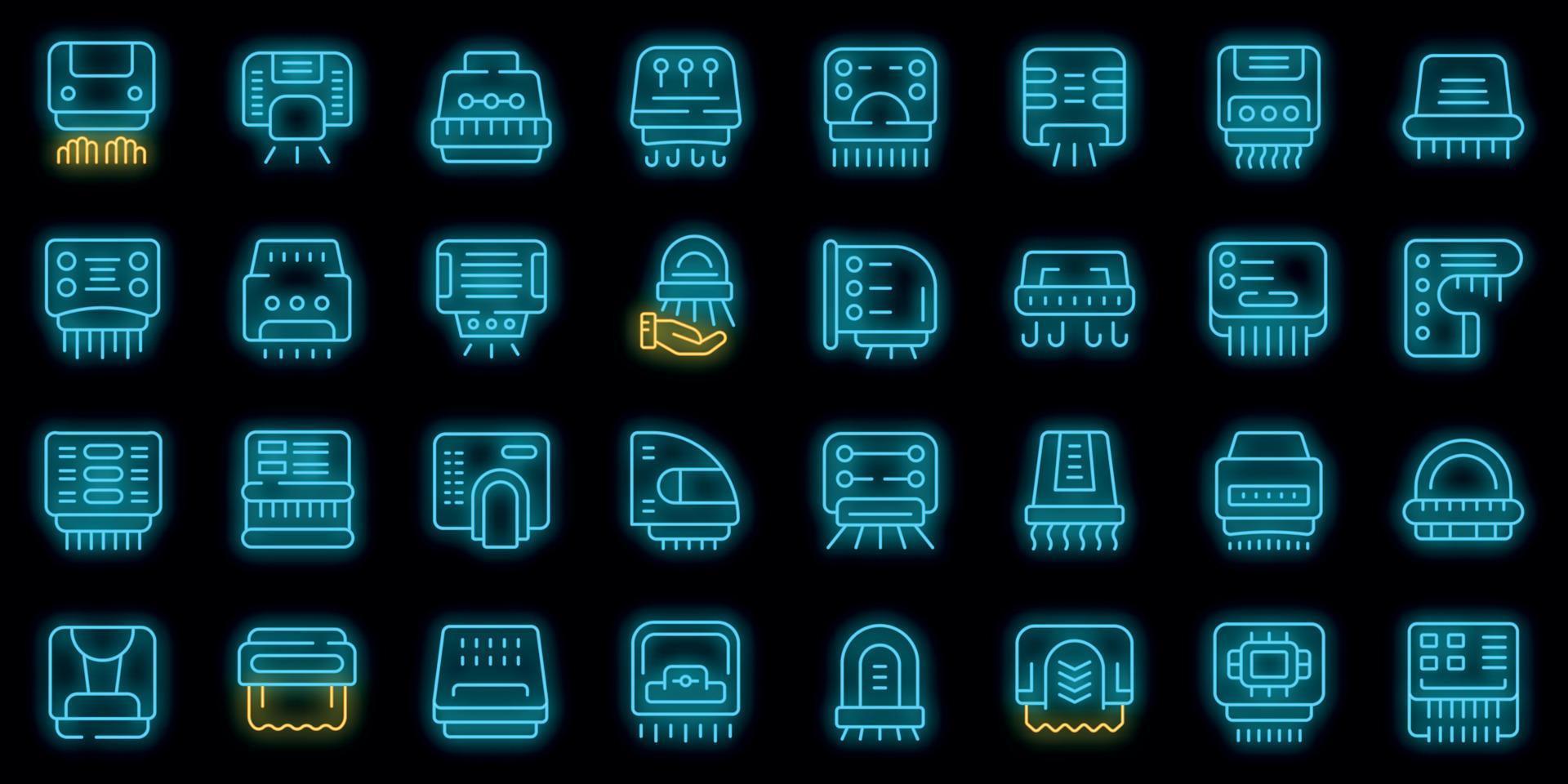 Automatic drying machine icons set outline vector. Air clean vector neon