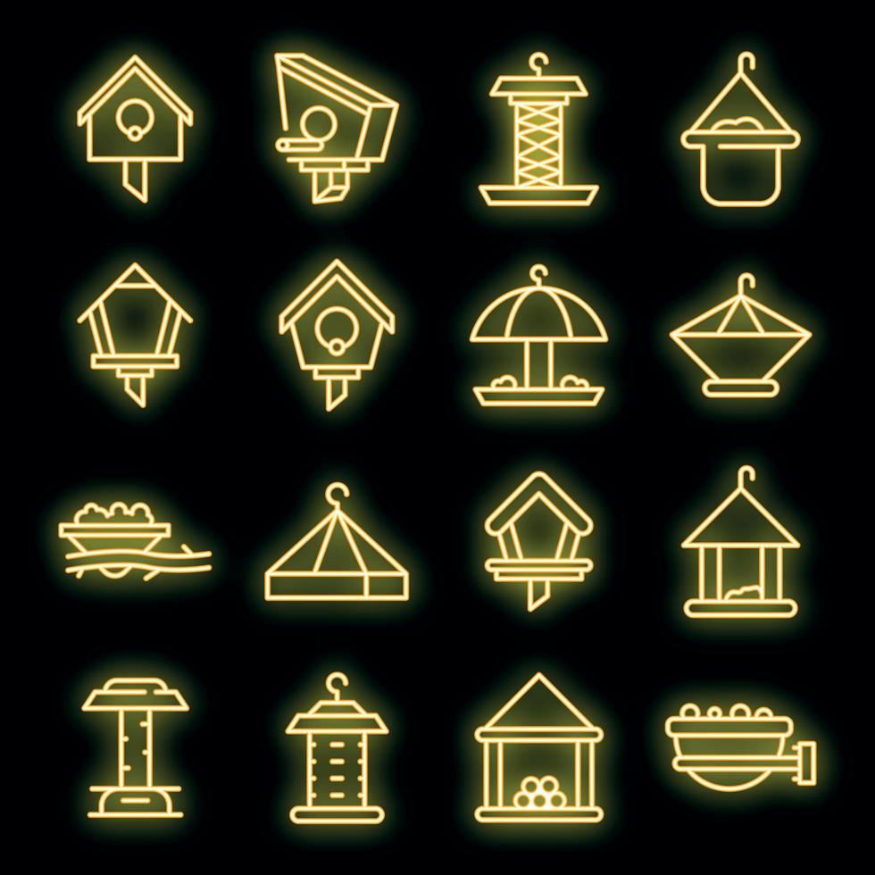 conjunto de iconos de comederos para pájaros neón vectorial vector