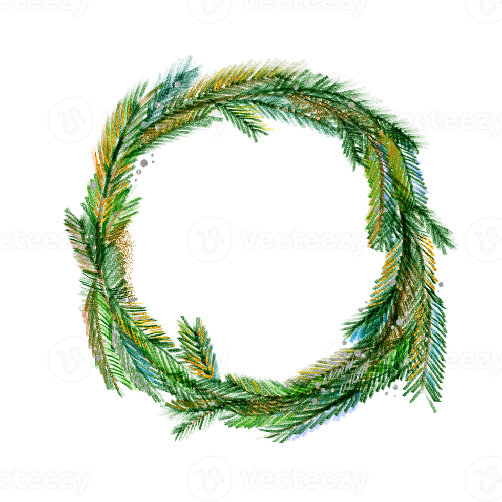 New year wreath with gold png