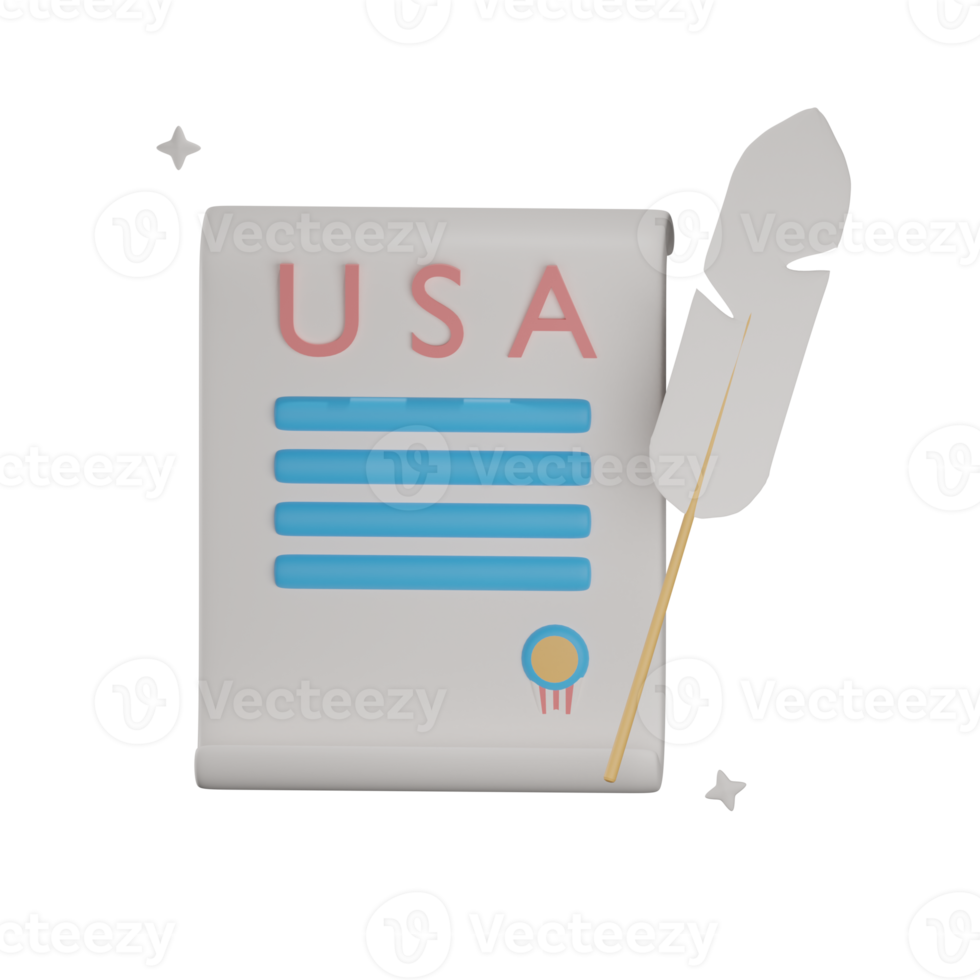 3D USA declaration with transparent background png
