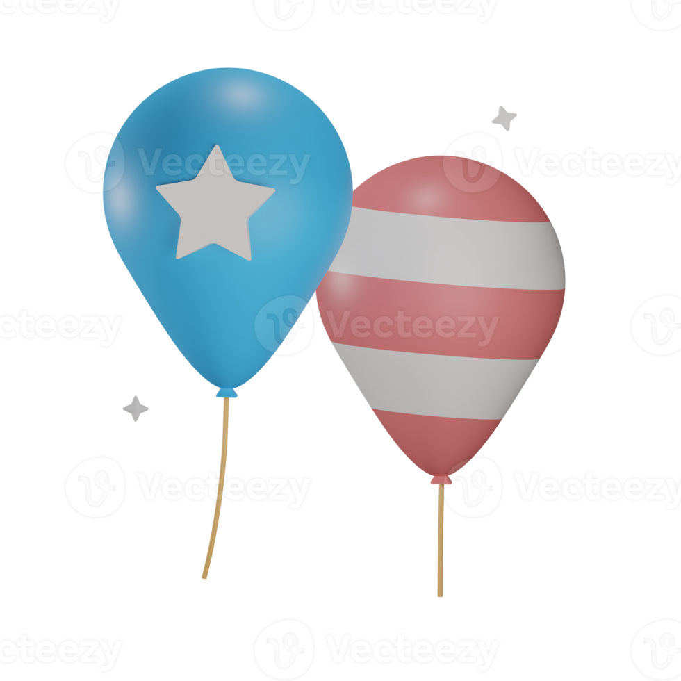 3D-Ballon-Usa-Motiv mit transparentem Hintergrund png