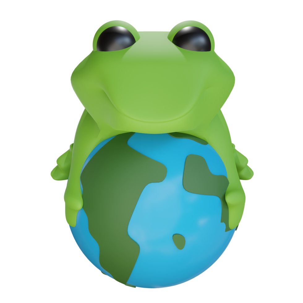 illustration de grenouille du monde 3d avec fond transparent png