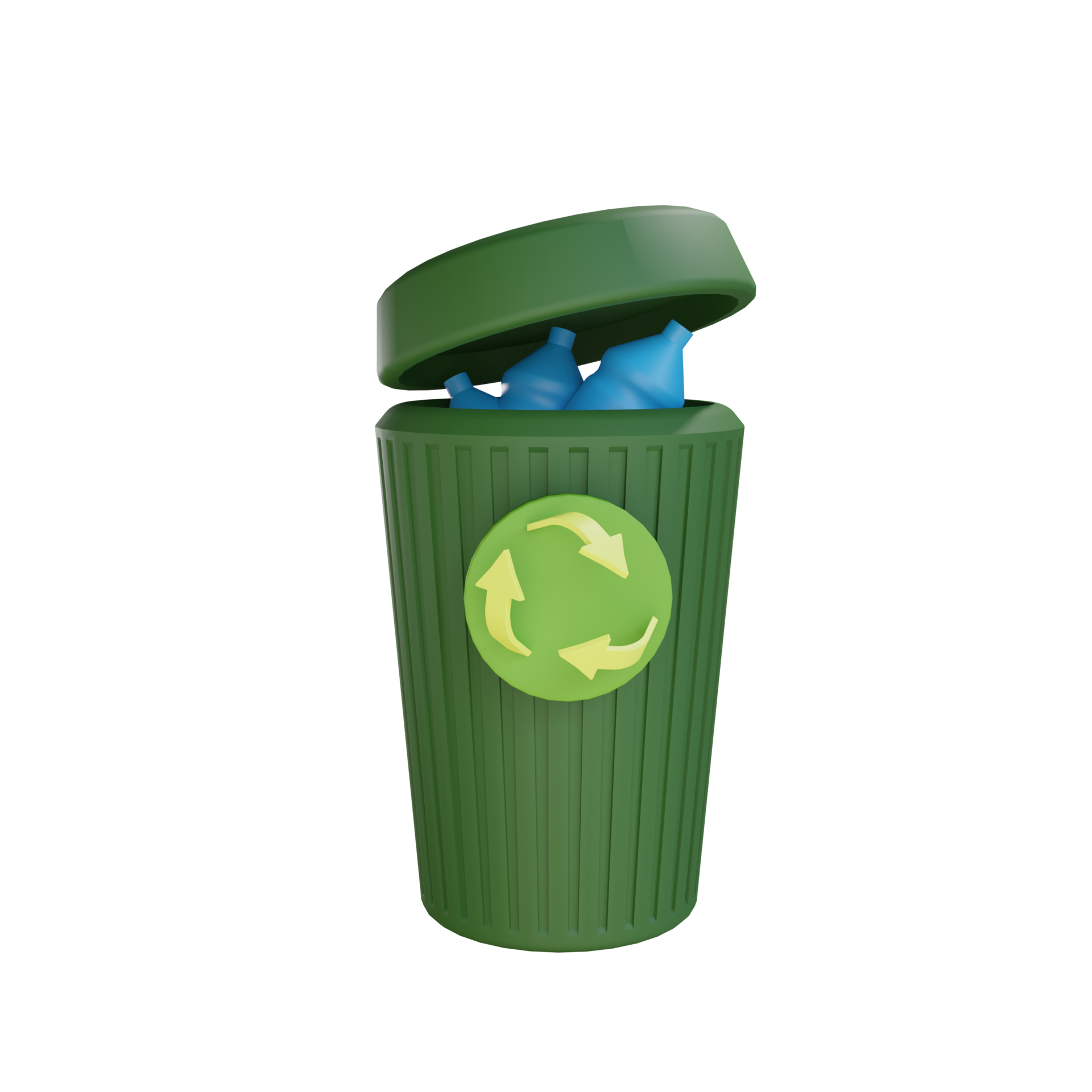 Free 3d trash can bottle illustration with transparent background