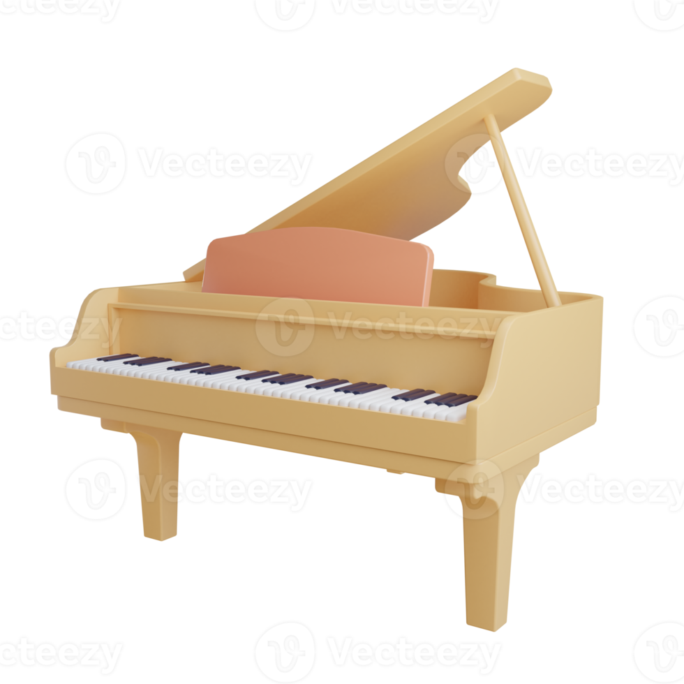 objeto de piano de cauda 3D com fundo transparente png