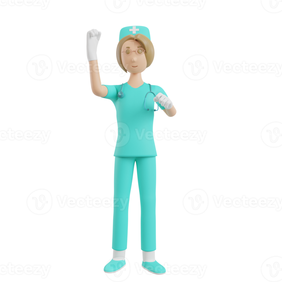 3D-Renderillustration der Krankenschwester mit Geistergeste png