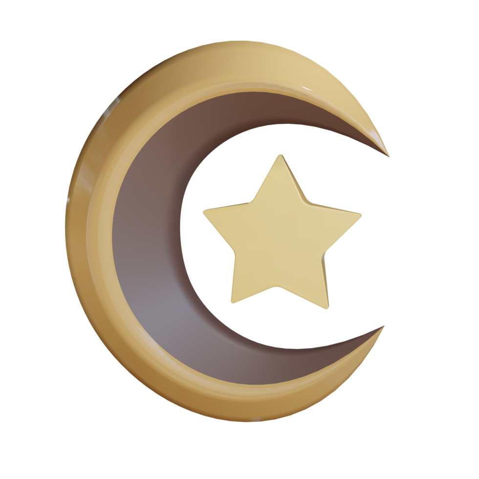 3d moon star illustration with transparent background png
