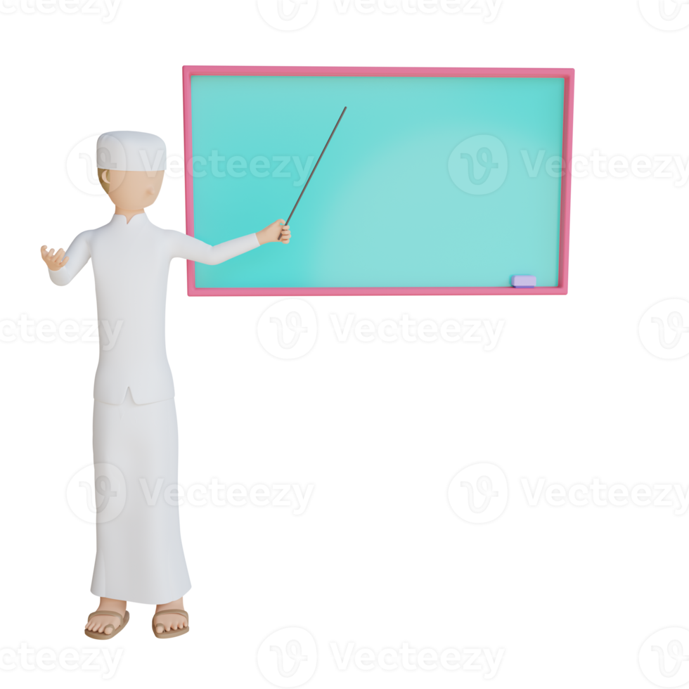 3d man muslim teaching illustration with transparent background png