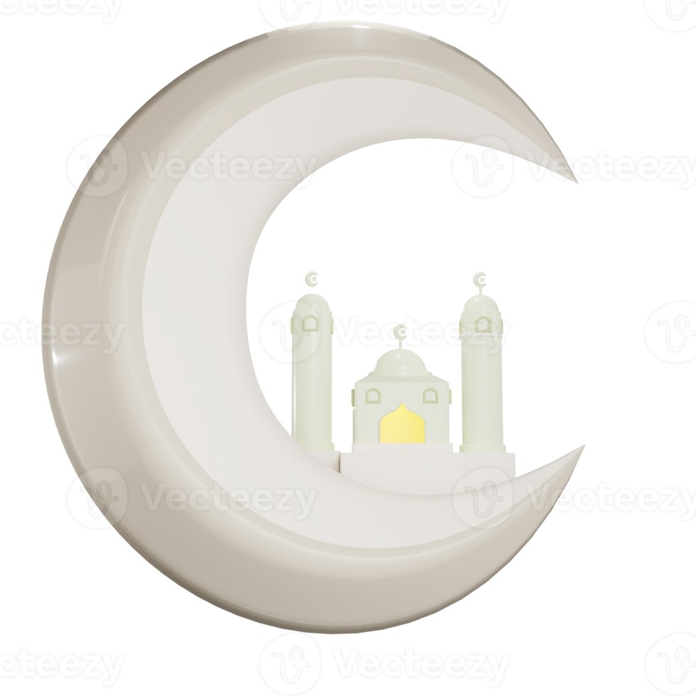 croissant de lune mosquée illustration rendu 3d png