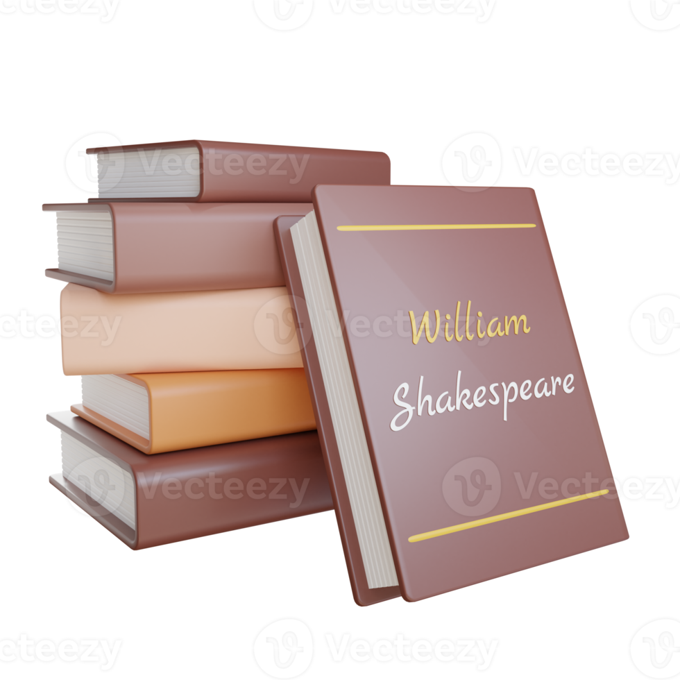 3d shakespeare bok illustration med transparent bakgrund png