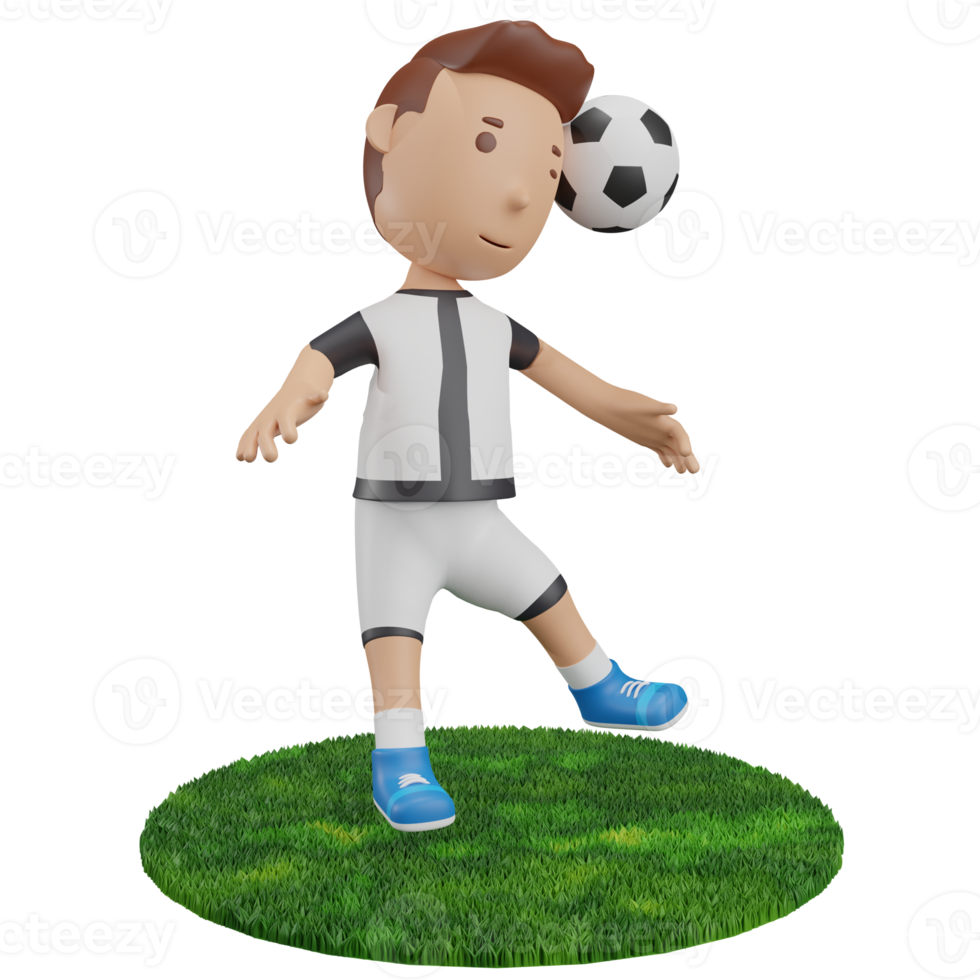 3D Render Boy heading ball soccer png