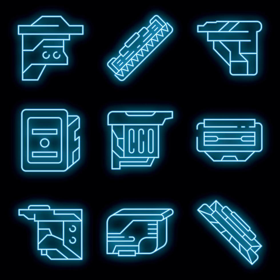 Cartridge icons set vector neon