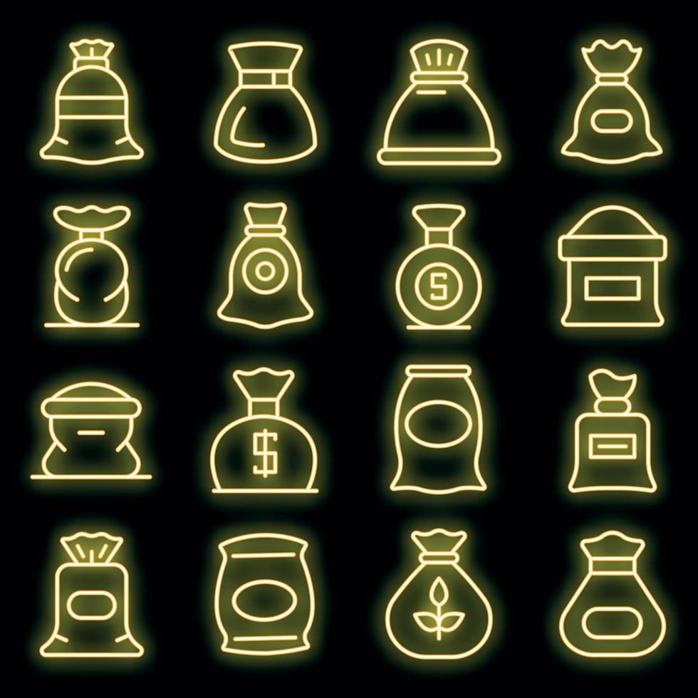 Sack icons set vector neon