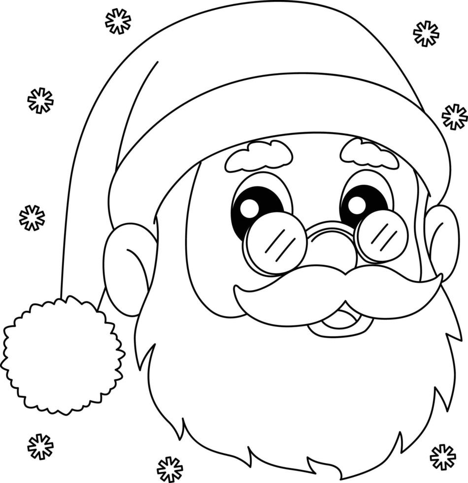 Christmas Santa Head Coloring Page for Kids vector