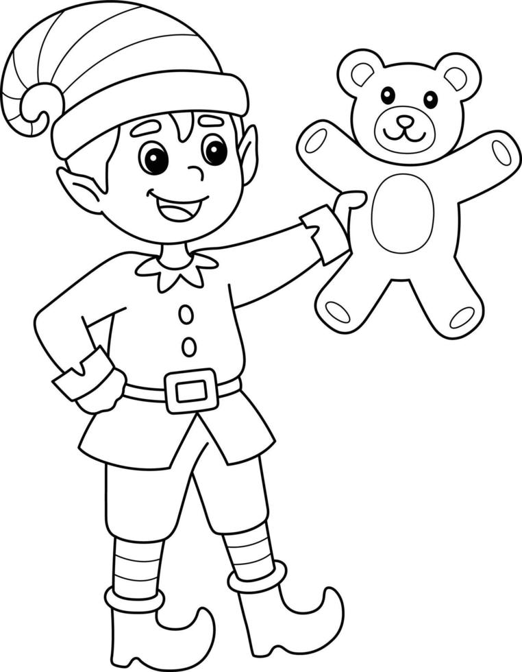 Christmas Elf Isolated Coloring Page for Kids 8822477 Vector Art at ...