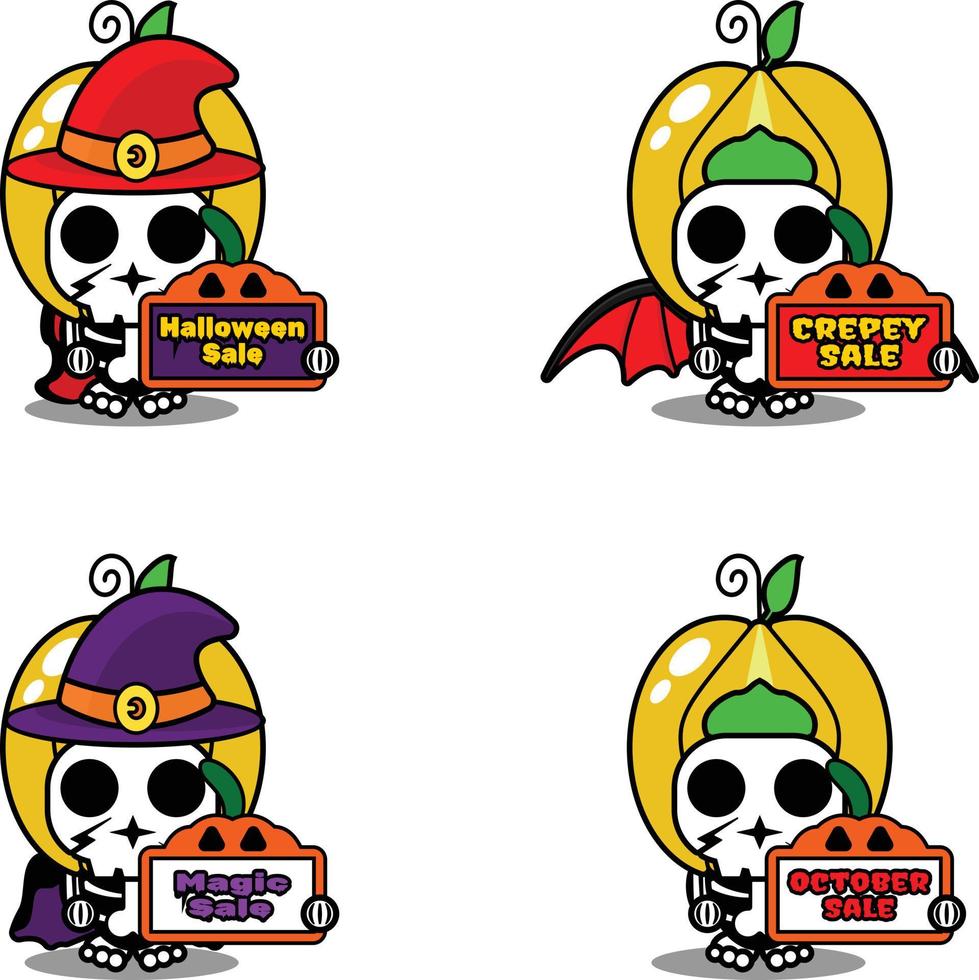 star fruit bone mascot costume character cartoon vector. holding sale halloween board vector