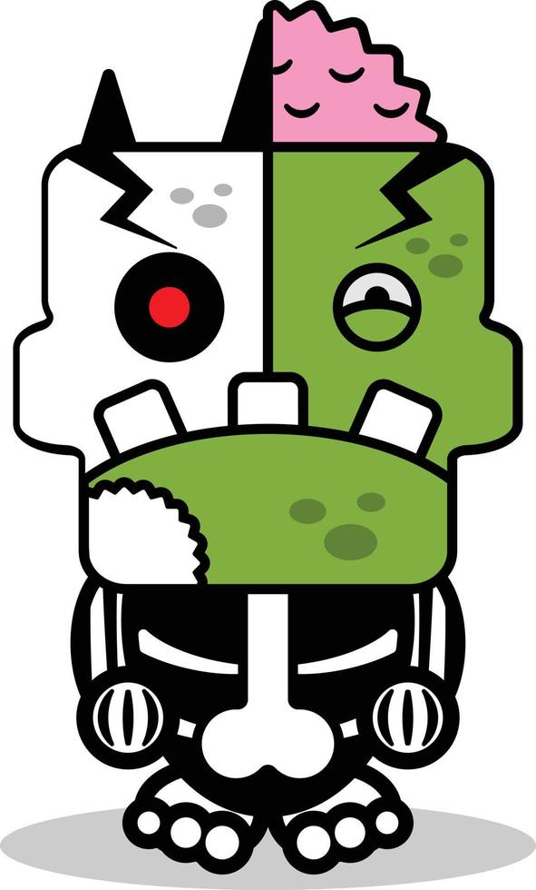 personaje de dibujos animados disfraz vector ilustración zombie hueso linda mascota