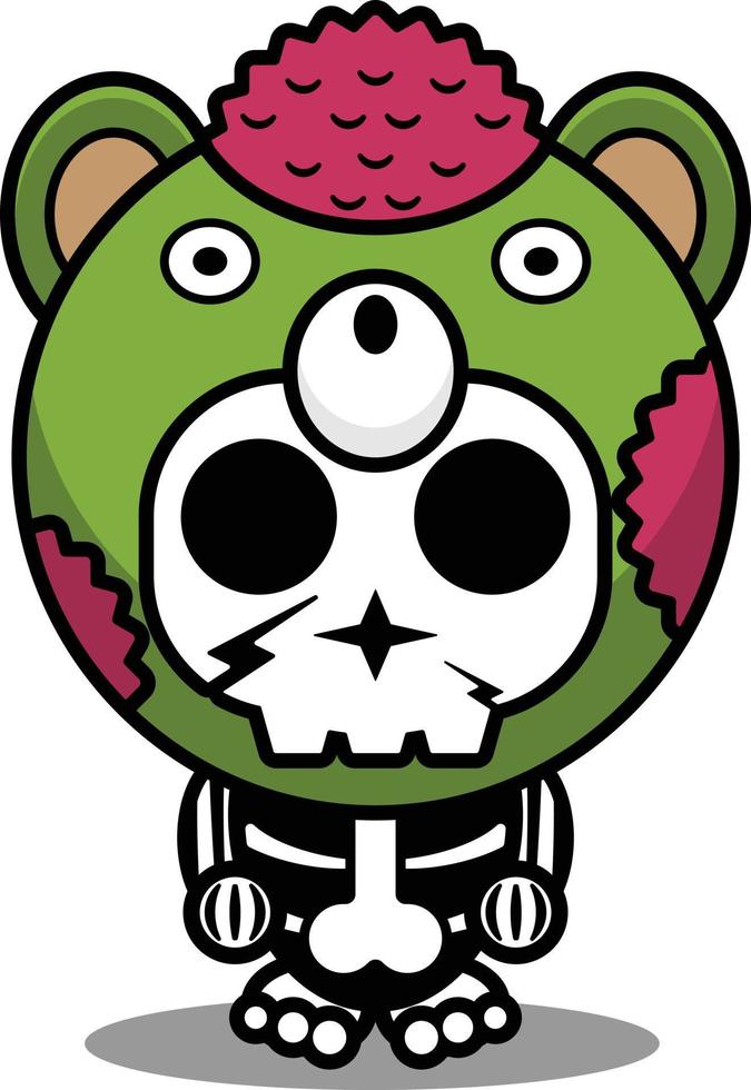 ilustración vectorial del lindo personaje de dibujos animados zombie mascota hueso animal oso halloween vector
