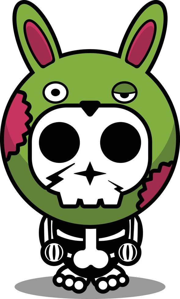 vector illustration of cute cartoon character zombie mascot bone animal rabbit halloween